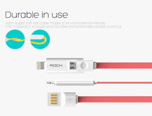ROCK Original 2 in 1, 1m 2m 32cm 5 color USB phone cable for iPhone 5/5s 6 and Samsung S6 charging data line for Light Micro